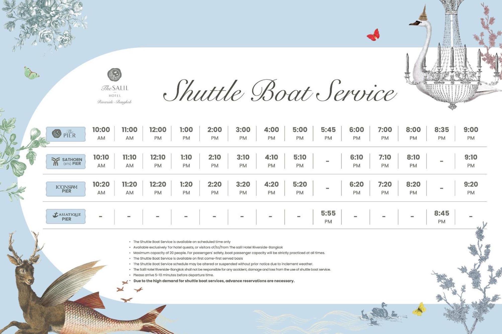 The Salil Hotel Riverside Банкок Екстериор снимка Shuttle boat service timetable
